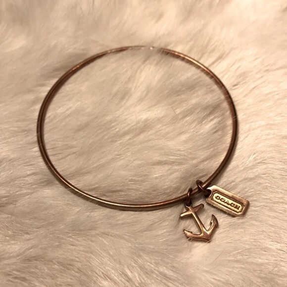Coach Authentic Brass Bangle Bracelet with Coach Hang tag and Nautical Anchor - Picture 4 of 4